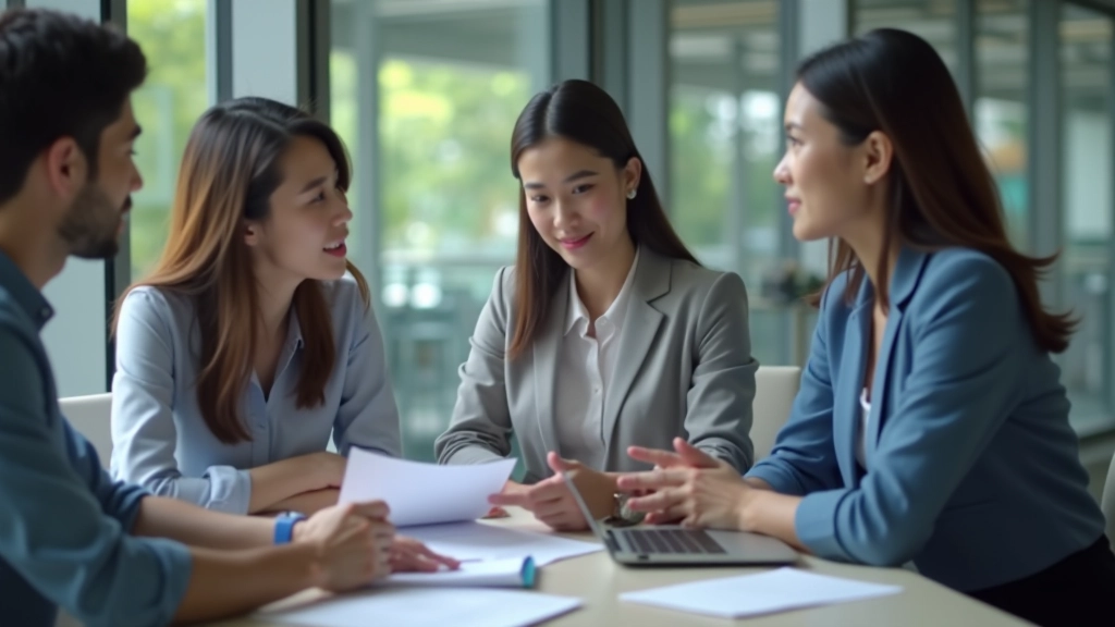 Diverse group of young entrepreneurs in casual meeting reviewing business strategy documents and charts